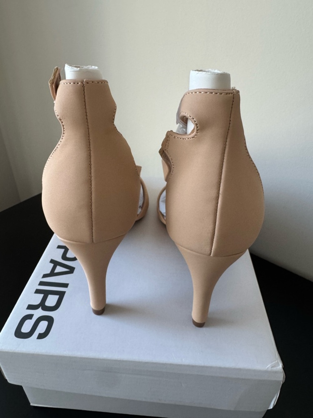 DREAM PAIRS Women's NILE Stilettos Open Toe Pump Heel Sandals - Nude Nubuck NWT - Picture 4 of 12